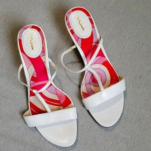 Nina T strap white slippers 7M
